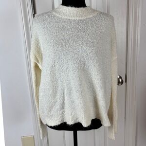 Twist Women Cream Open Back Tie Knit Sweater Mock Neck Wool Blend‎ Small